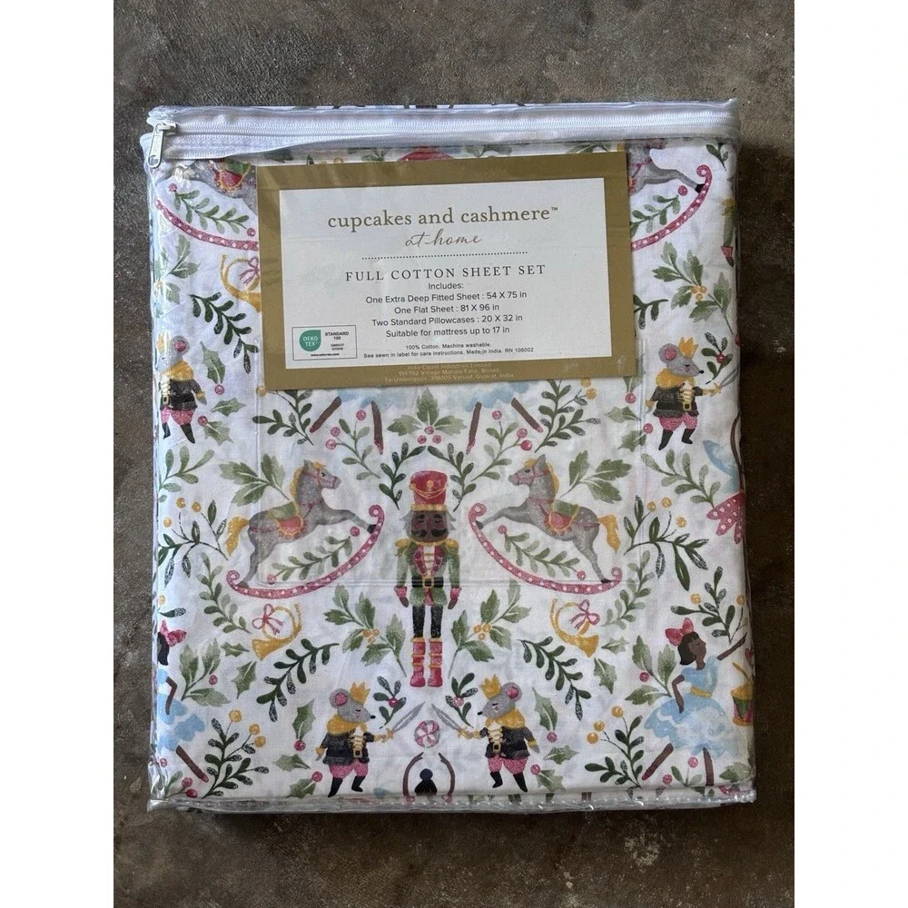 Cupcakes & Cashmere Christmas Nutcrackers Cotton FULL SIZE Sheet Set  ALL COTTON
